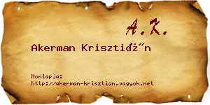 Akerman Krisztián névjegykártya